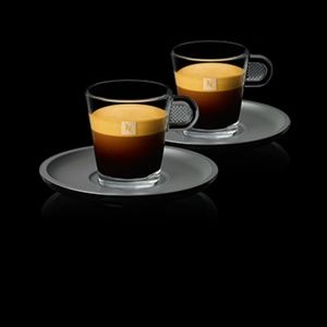 NEW*Nespresso  Clear Espresso Cups & Matte Saucers